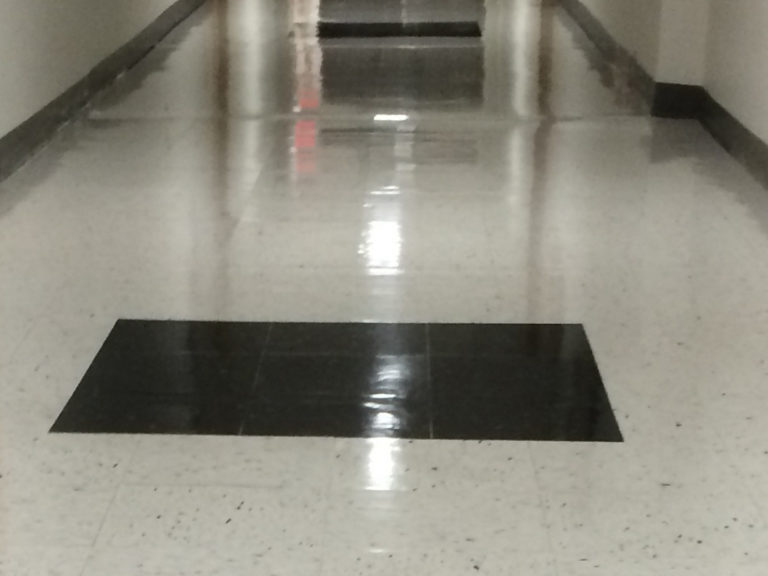 Shining vinyl hallway floor